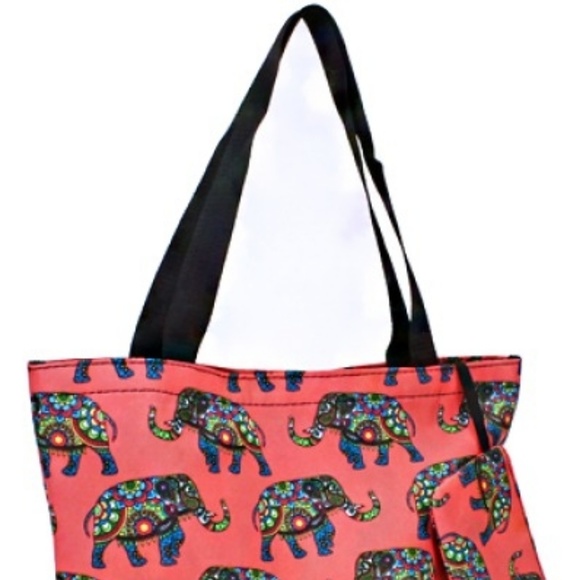 Boho Elephant Tote Bag Purse & Coin Pouch - Picture 2 of 2